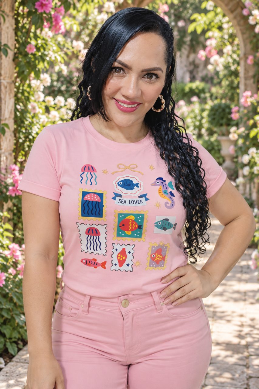 Camiseta algodón licrado manga doblada