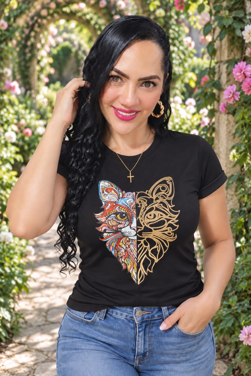 Camiseta algodón licrado manga doblada