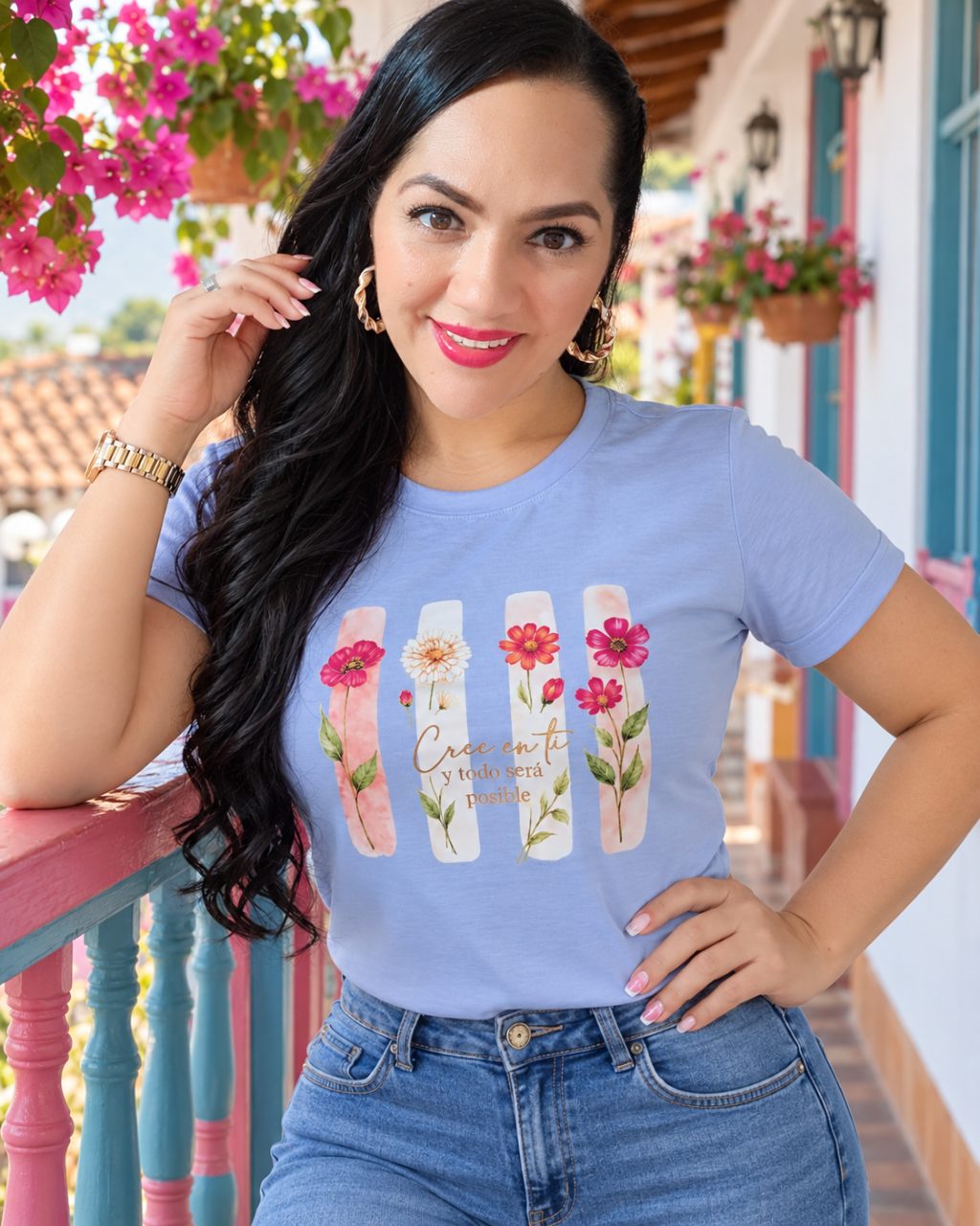 Camiseta algodón licrado manga doblada