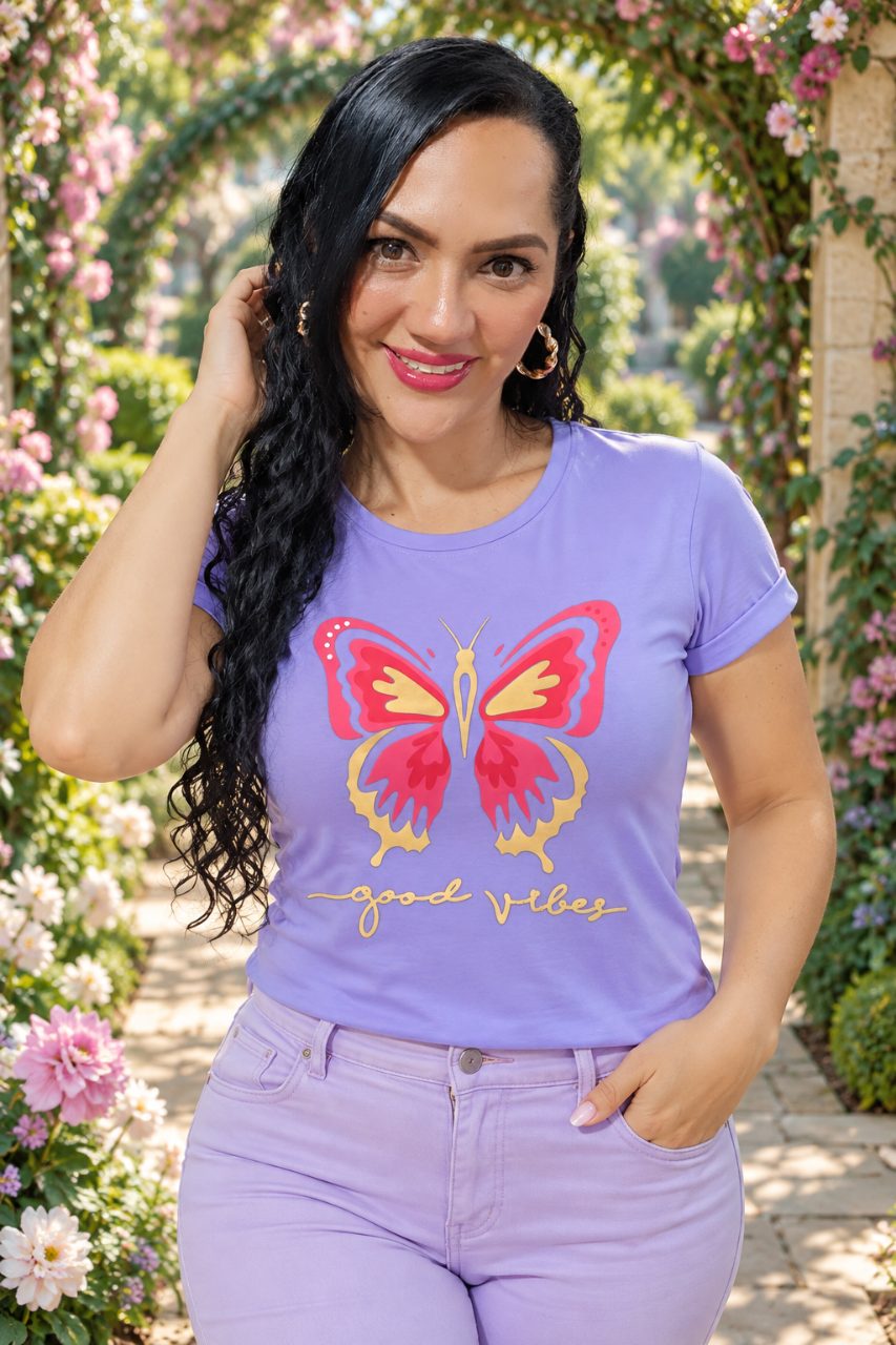 Camiseta algodón licrado manga doblada