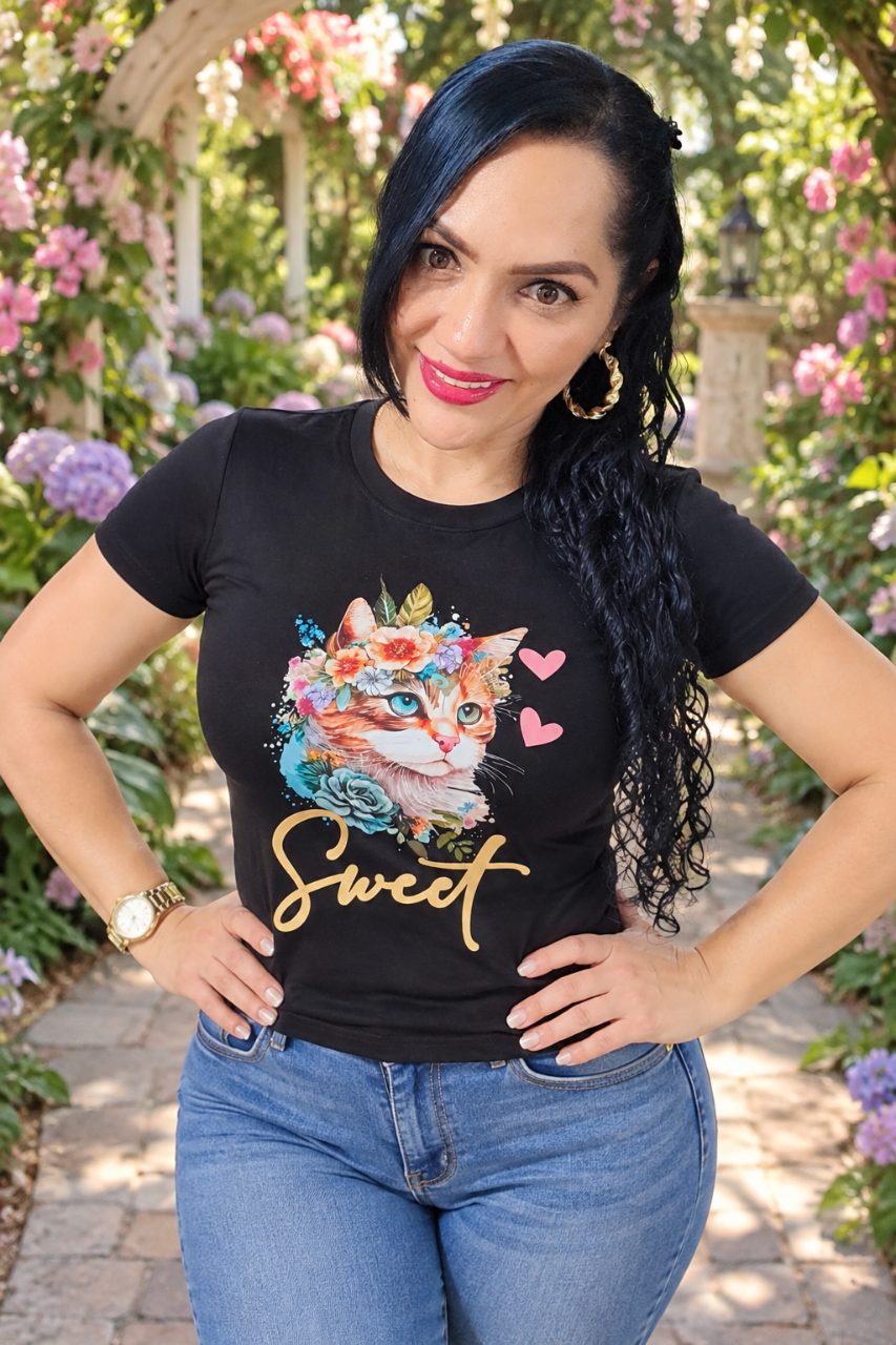 Camiseta algodón licrado manga doblada